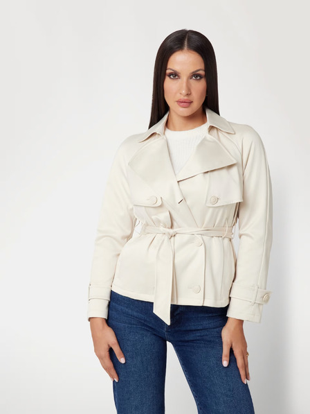 Guess Guess Cremefarbener kurzer Trenchcoat für Damen