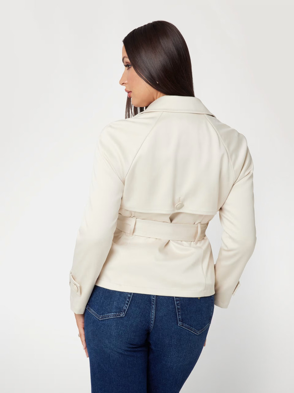 Guess Guess Cremefarbener kurzer Trenchcoat für Damen