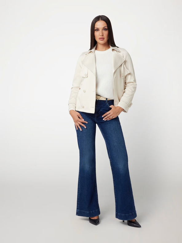 Guess Guess Cremefarbener kurzer Trenchcoat für Damen