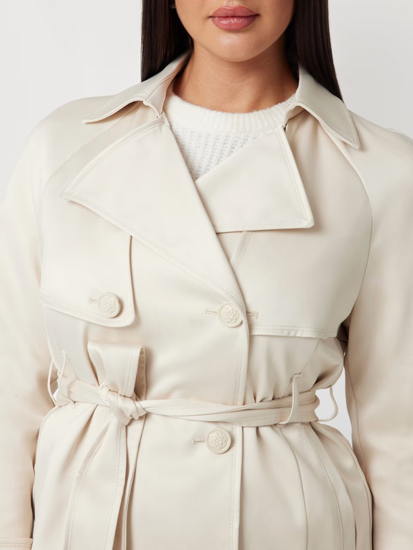 Guess Guess Cremefarbener kurzer Trenchcoat für Damen