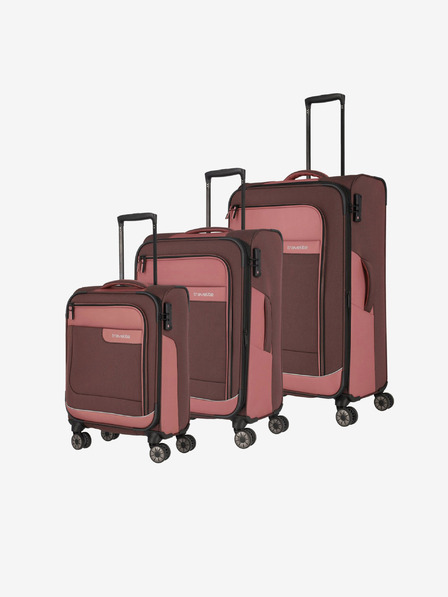 Travelite Dreier-Set Travelite Viia 4w S,M,L + Duffle Reisekoffer und Reisetasche in rosa und braun