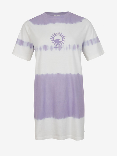 O'Neill Violett und weiß gemustertes O'Neill WOW T-SHIRT DRESS für Damen