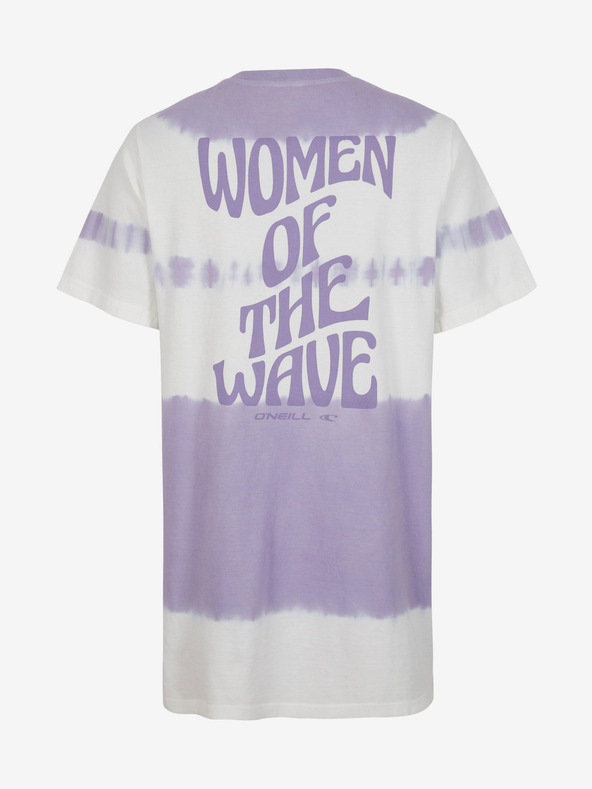 O'Neill Violett und weiß gemustertes O'Neill WOW T-SHIRT DRESS für Damen