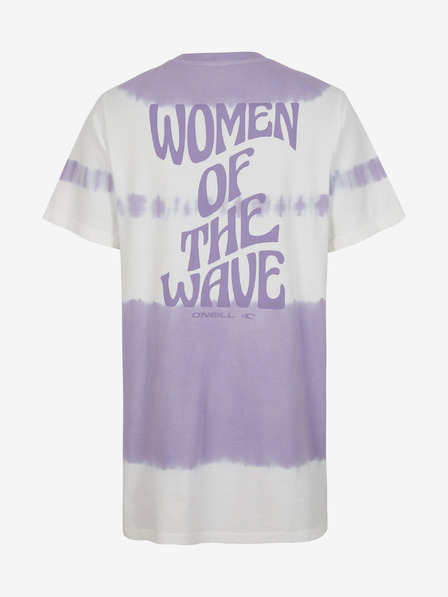 O'Neill Violett und weiß gemustertes O'Neill WOW T-SHIRT DRESS für Damen