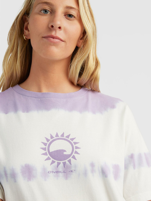 O'Neill Violett und weiß gemustertes O'Neill WOW T-SHIRT DRESS für Damen