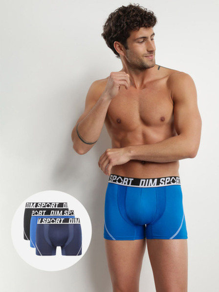 DIM Dreier-Set Herren-Boxershorts in Schwarz und Blau DIM SPORT MICROFIBRE BOXER 3x