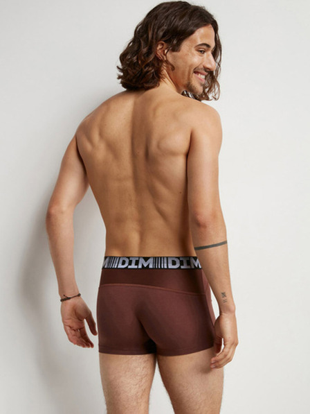 DIM Set aus zwei Herren-Boxershorts in Grün und Dunkelbraun DIM COTTON 3D FLEX AIR BOXER 2x