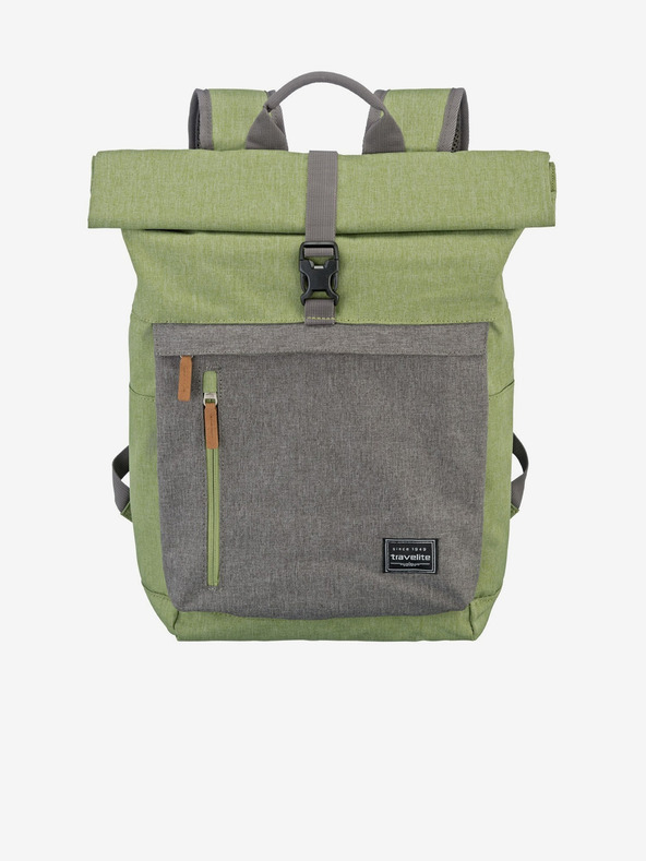 Travelite Grauer und grüner Travelite Basics Roll-up-Rucksack (35 l)