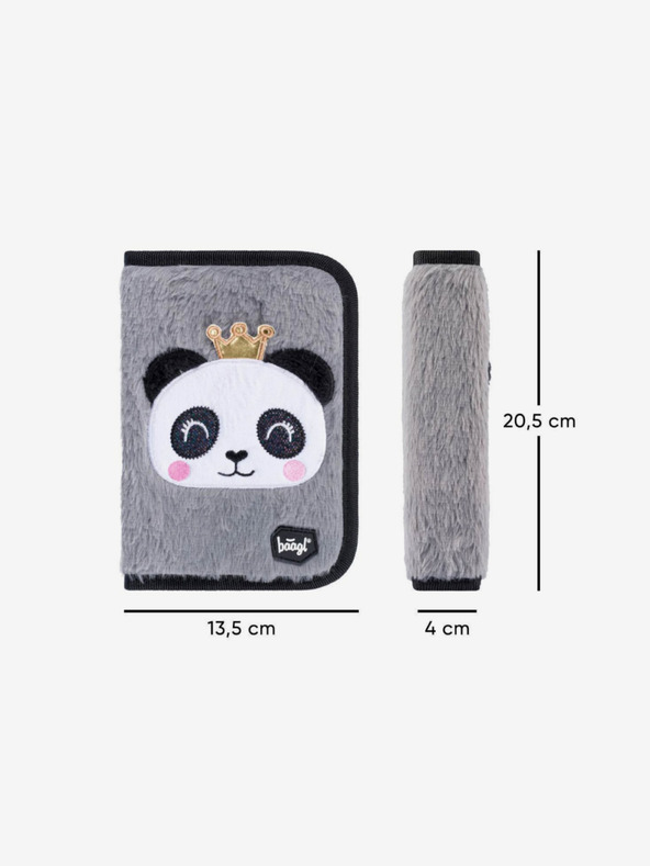 BAAGL  Graues Schulmäppchen einreihig panda Baagl