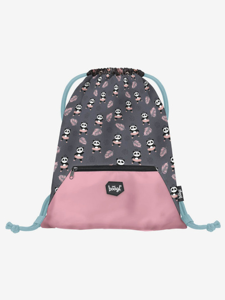 BAAGL  Grauer Schulranzen mit Tasche Panda Baagl