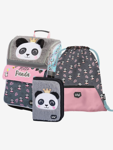 BAAGL  Graues 3er-Set zippy panda: Aktentasche, Federmäppchen, Tasche Baagl