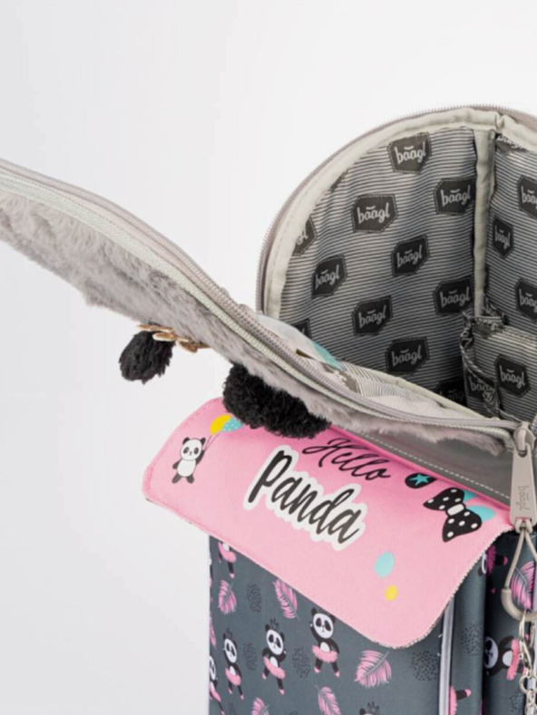 BAAGL  Graues 3er-Set zippy panda: Aktentasche, Federmäppchen, Tasche Baagl