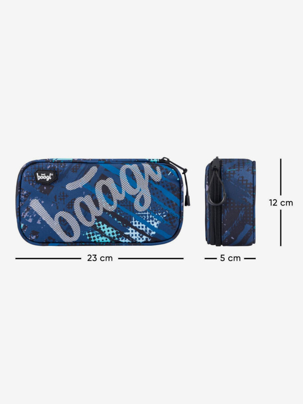 BAAGL  Blaues 3er Set skate structure: Rucksack, Mäppchen, Tasche Baagl