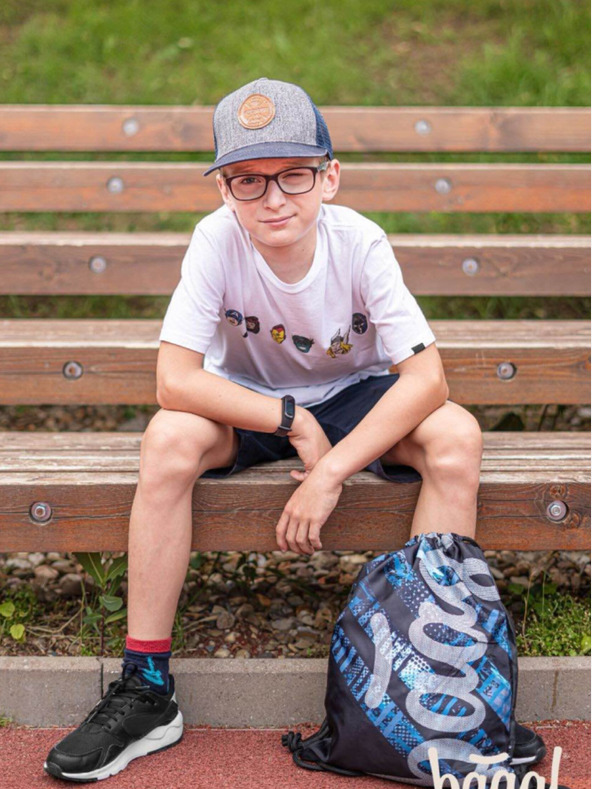 BAAGL  Blaues 3er Set skate structure: Rucksack, Mäppchen, Tasche Baagl