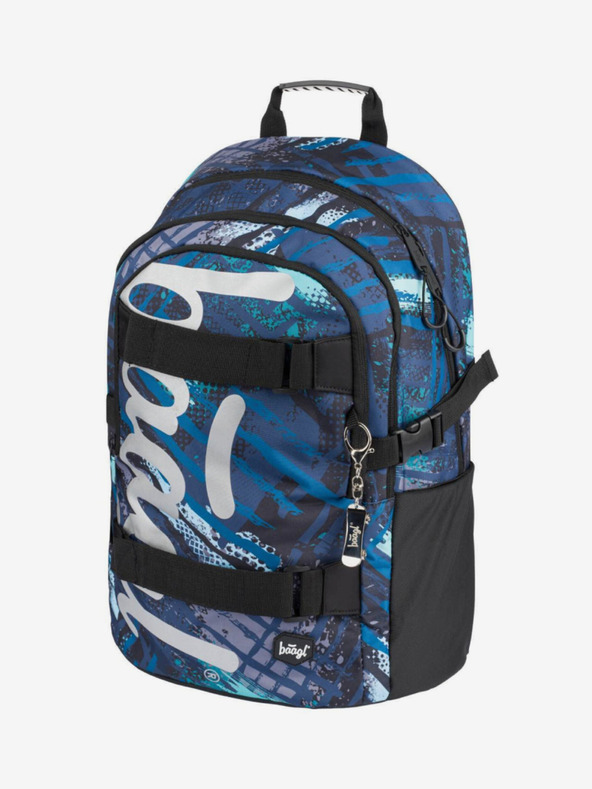 BAAGL  Blaues 3er Set skate structure: Rucksack, Mäppchen, Tasche Baagl