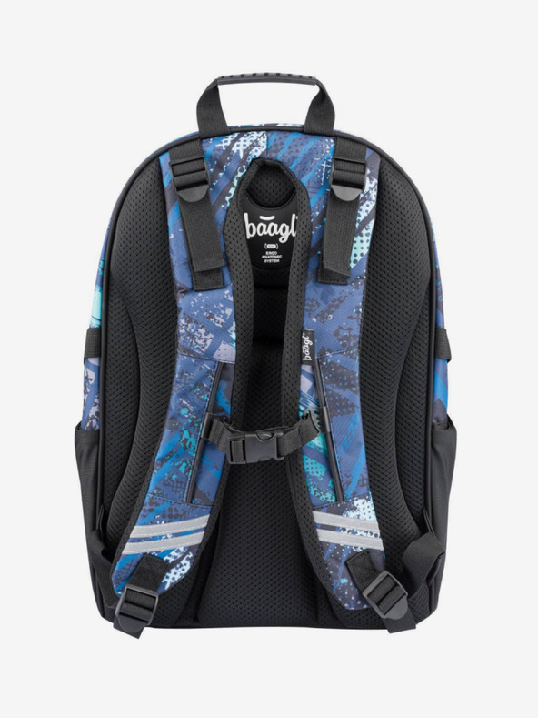 BAAGL  Blaues 3er Set skate structure: Rucksack, Mäppchen, Tasche Baagl