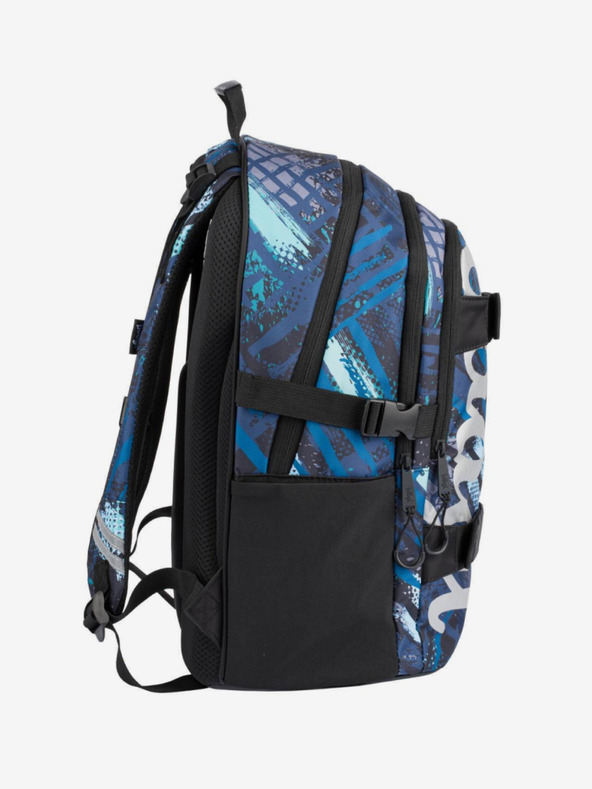 BAAGL  Blaues 3er Set skate structure: Rucksack, Mäppchen, Tasche Baagl