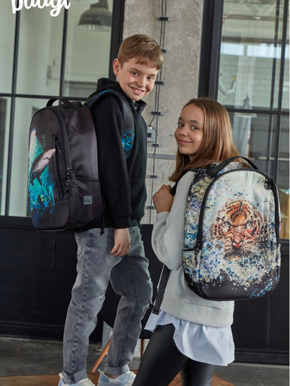 BAAGL  Schwarzer und beiger Baagl eARTh Rucksack - Tiger von Lukero