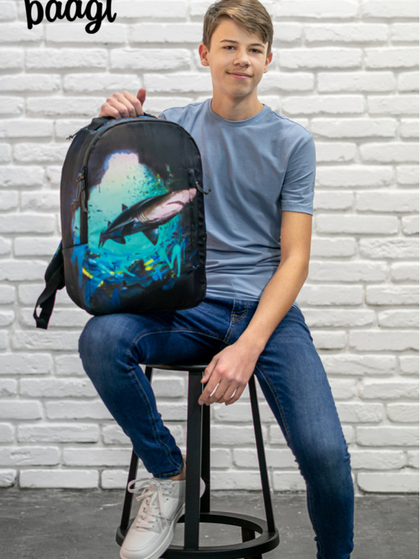 BAAGL  Schwarzer Schulrucksack Baagl eARTh - Hai von Lukero