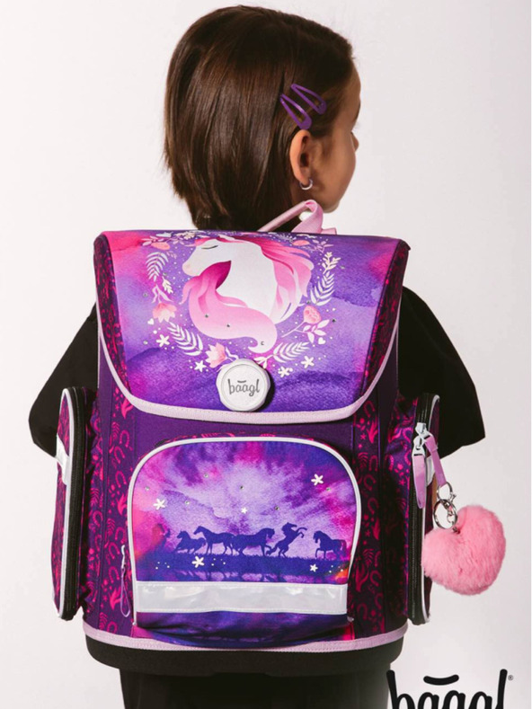 BAAGL  Lila Schulset Ergo - Aktentasche, Federmäppchen, Tasche Baagl Horse