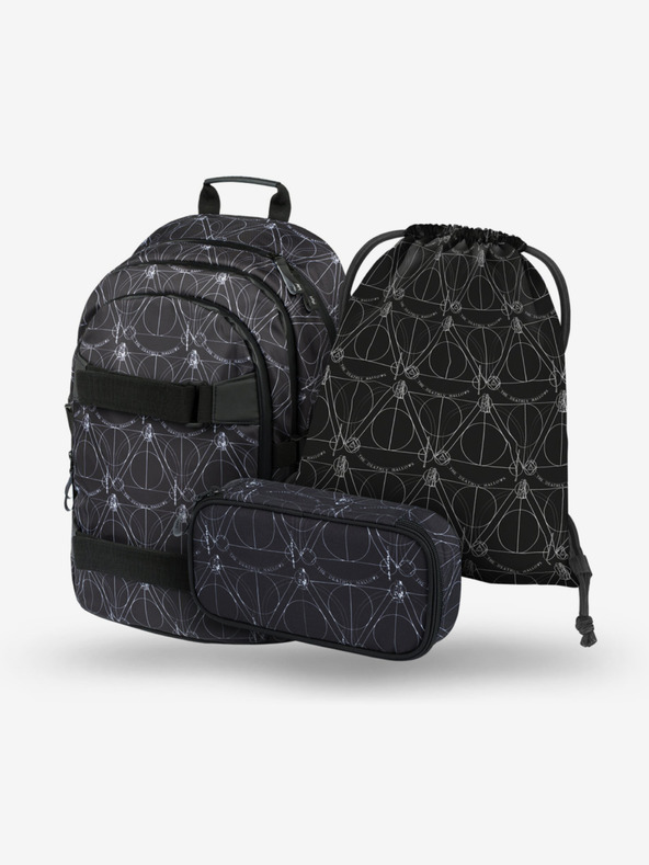 BAAGL  Schwarzes Schulset - Rucksack, Etui, Tasche Baagl Skate Harry Potter Deathly Hallows