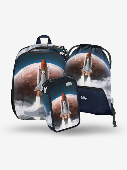 BAAGL  Blaues Schulset - Aktentasche, Federmappe, Tasche Baagl Shelly Space Shuttle