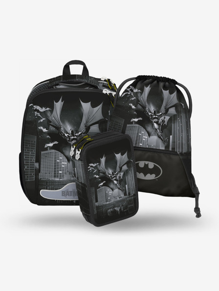 BAAGL  Schwarzes Schulset - Aktentasche, Federmappe, Tasche Baagl Shelly Batman Dark City