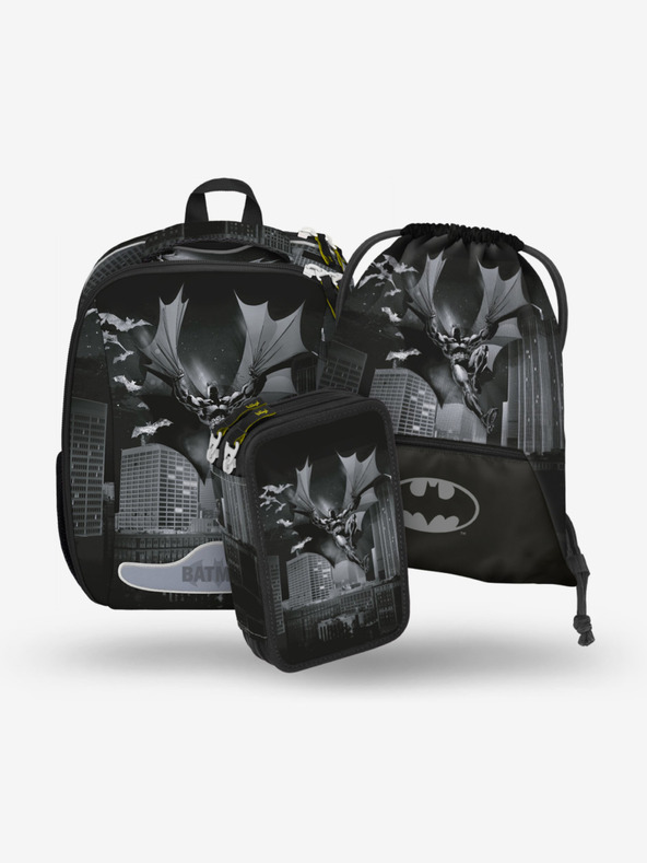 BAAGL  Schwarzes Schulset - Aktentasche, Federmappe, Tasche Baagl Shelly Batman Dark City
