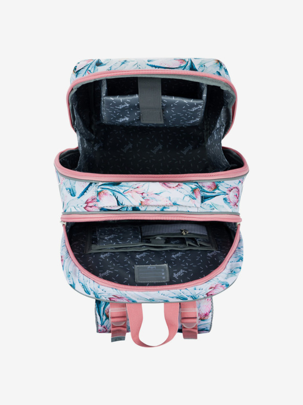 BAAGL  Weißes Schulset - Aktentasche, Federmäppchen, Tasche Baagl Shelly Raccoon