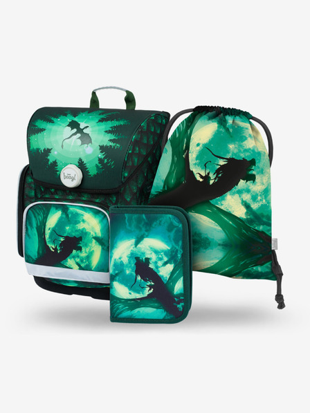 BAAGL  Grünes Schulset Ergo - Aktentasche, Federmäppchen, Tasche Baagl Dragon