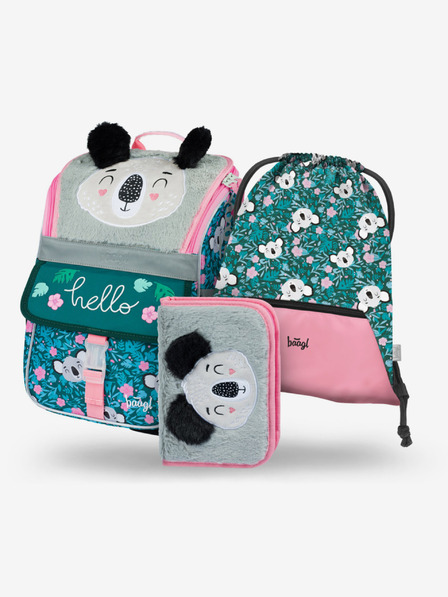 BAAGL  Grünes Zippy-Schulset - Aktentasche, Federmäppchen, Tasche Baagl Baby Koala
