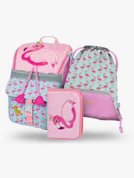 BAAGL  Rosa Schulset Zippy - Aktentasche, Federmäppchen, Tasche Baagl Flamingo