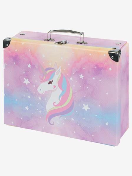 BAAGL  Rosa faltbarer Schulranzen mit Beschlägen Baagl Rainbow Unicorn