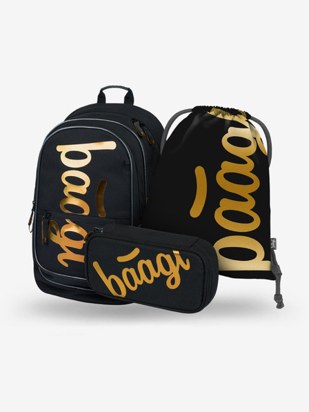 BAAGL  Schwarzes Schulset Core - Rucksack, Mäppchen, Tasche Baagl Metallic Bronze