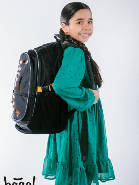 BAAGL  Schwarzes Schulset Core - Rucksack, Mäppchen, Tasche Baagl Metallic Bronze
