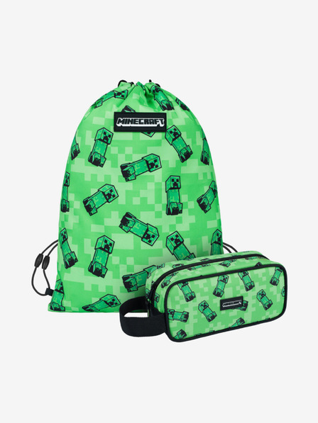 BAAGL  Grünes Schulset - Mäppchen, Tasche Baagl Minecraft 2 Creeper