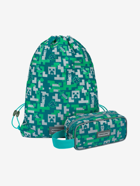 BAAGL  Grünes Schulset - Mäppchen, Tasche Baagl Minecraft 2 Silver Creeper