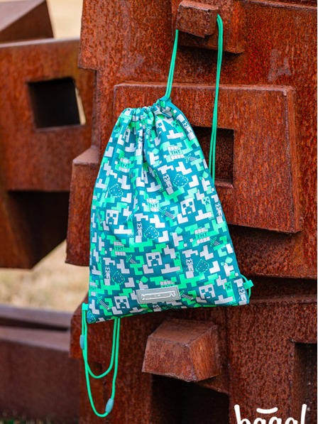 BAAGL  Grünes Schulset - Mäppchen, Tasche Baagl Minecraft 2 Silver Creeper