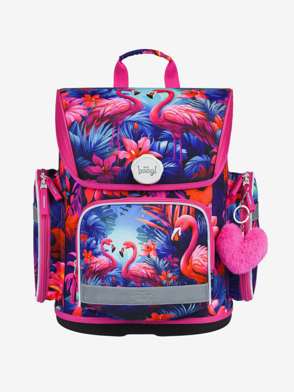 BAAGL  Pinkes Ergo-Schulset - Aktentasche, Federmäppchen, Tasche Baagl Flamingos