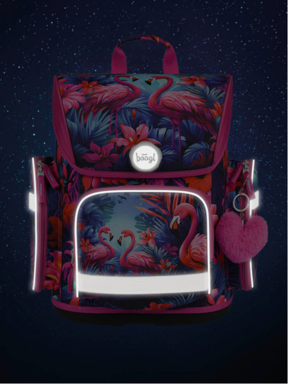 BAAGL  Pinkes Ergo-Schulset - Aktentasche, Federmäppchen, Tasche Baagl Flamingos