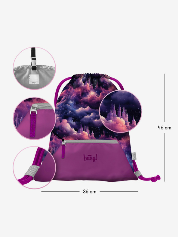 BAAGL  Lila Schulset Zippy – Aktentasche, Federmäppchen, Tasche Baagl Unicorn Kingdom