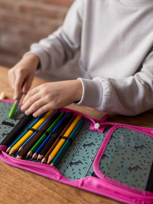 BAAGL  Rosa Schulmäppchen einreihig Baagl Flamingos