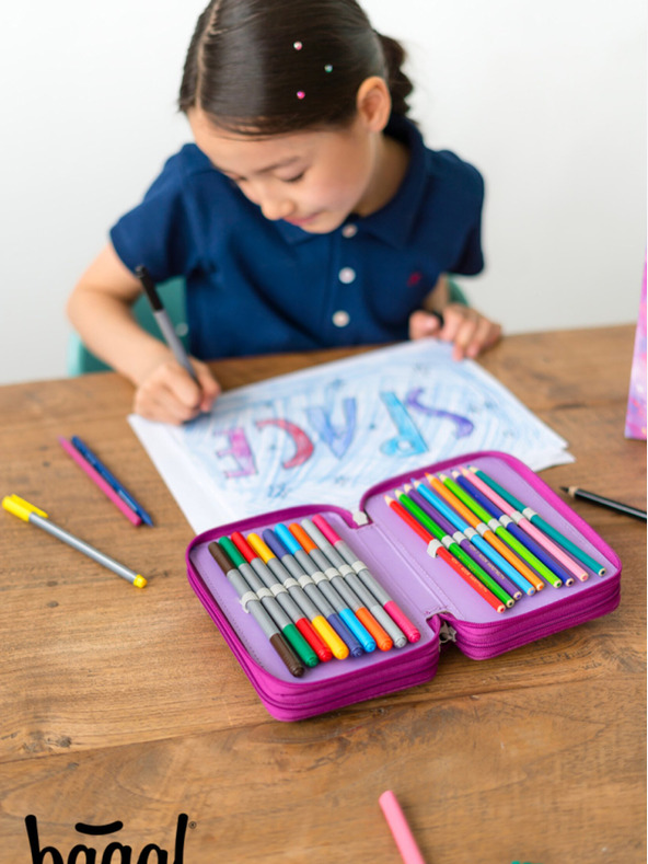 BAAGL  Lila Schulmäppchen dreistöckig Baagl Unicorn Kingdom