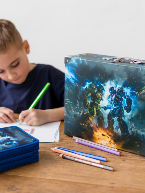 BAAGL  Schwarzer faltbarer Schulranzen mit Beschlägen Baagl Robots