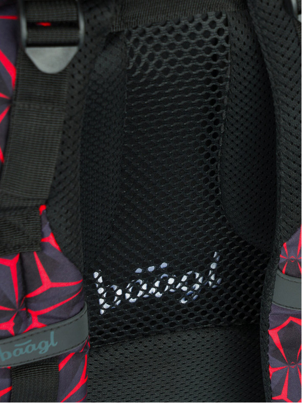 BAAGL  Schwarzer Schulrucksack Baagl Core Red Polygon