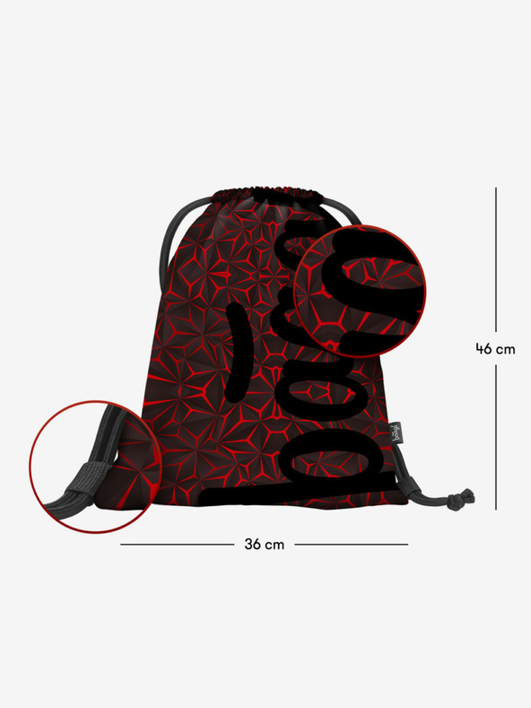 BAAGL  Schwarzes Schulset - Rucksack, Mäppchen, Tasche Baagl Core Red Polygon
