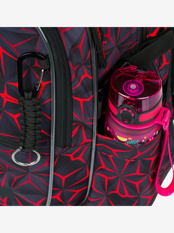 BAAGL  Schwarzes Schulset - Rucksack, Mäppchen, Tasche Baagl Core Red Polygon