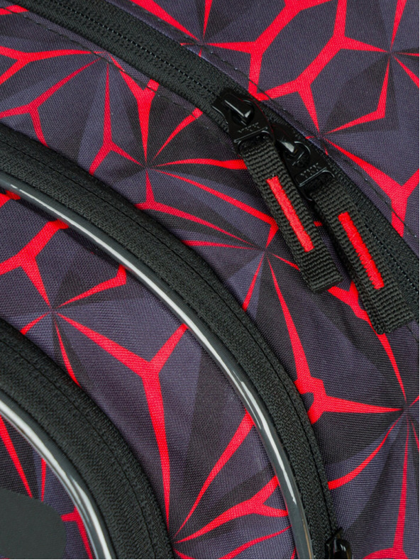BAAGL  Schwarzes Schulset - Rucksack, Mäppchen, Tasche Baagl Core Red Polygon