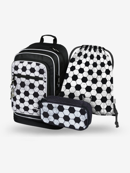 BAAGL  Schwarzer Schulrucksack, Federmäppchen und Taschenset Baagl Cubic Goal