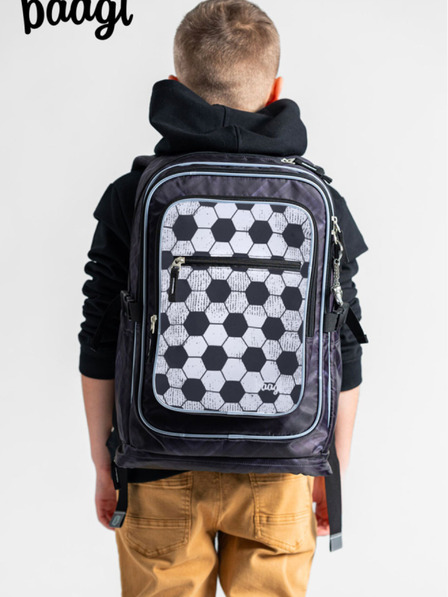 BAAGL  Schwarzer Schulrucksack, Federmäppchen und Taschenset Baagl Cubic Goal